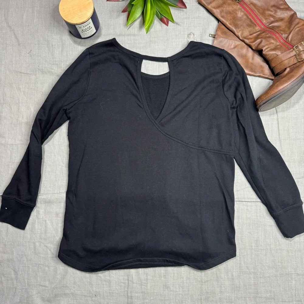 Ideology Black Open Back Sweatshirt Love Is Love Graphic Pullover L